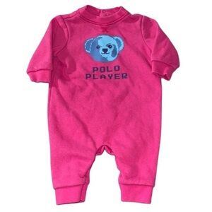 Ralph Lauren Baby Infant Toddler Polo Bear Fleece Coverall Jumpsuit 12 Month NWT